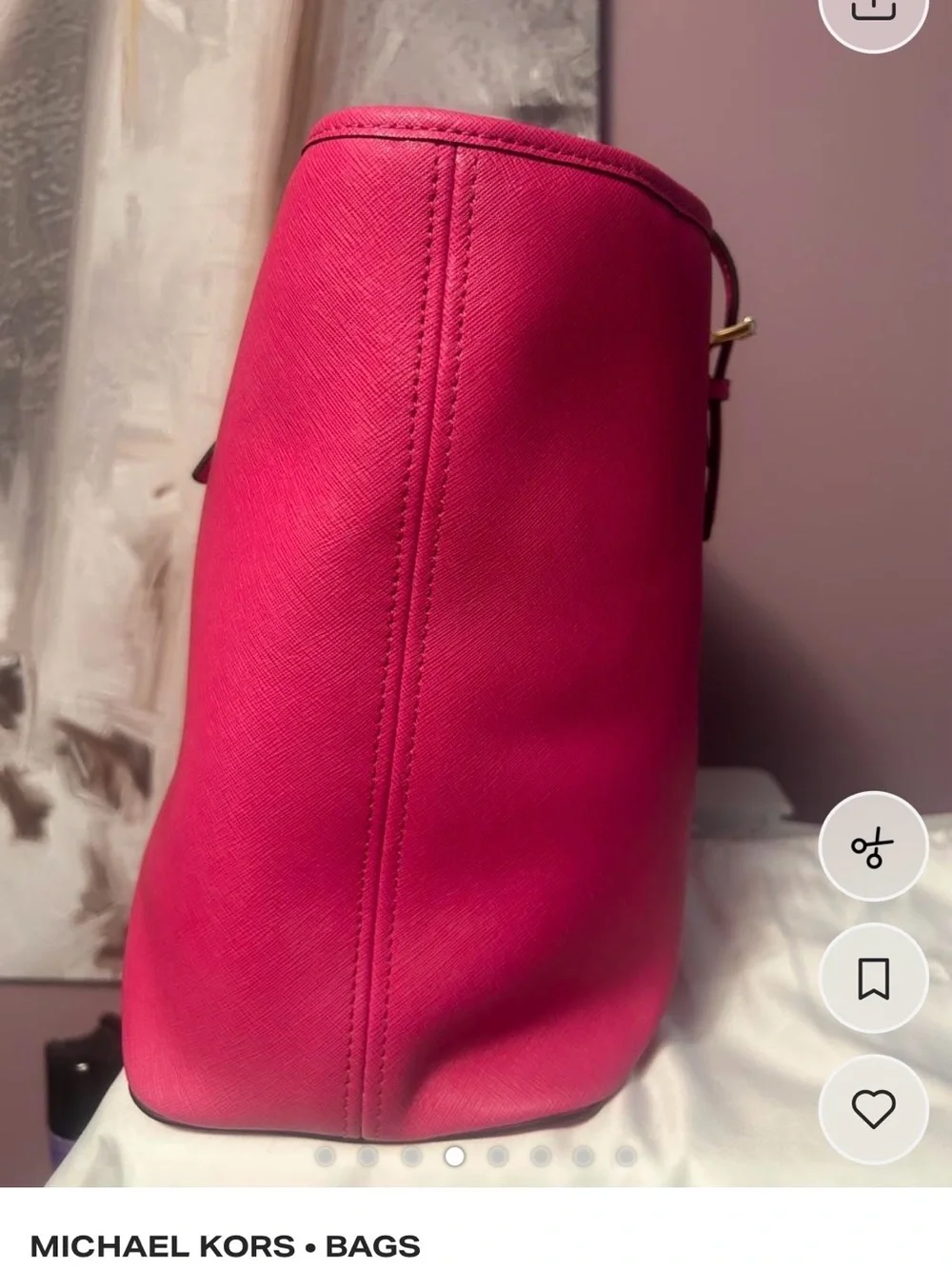 Michael Kors Raspberry Jet Set Travel Saffiano Leather Tote